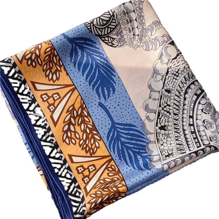 Excellent Scarf Custom Print Custom Logo Design Silk Scarf Digital Printed Twill Scarf Natural Silk