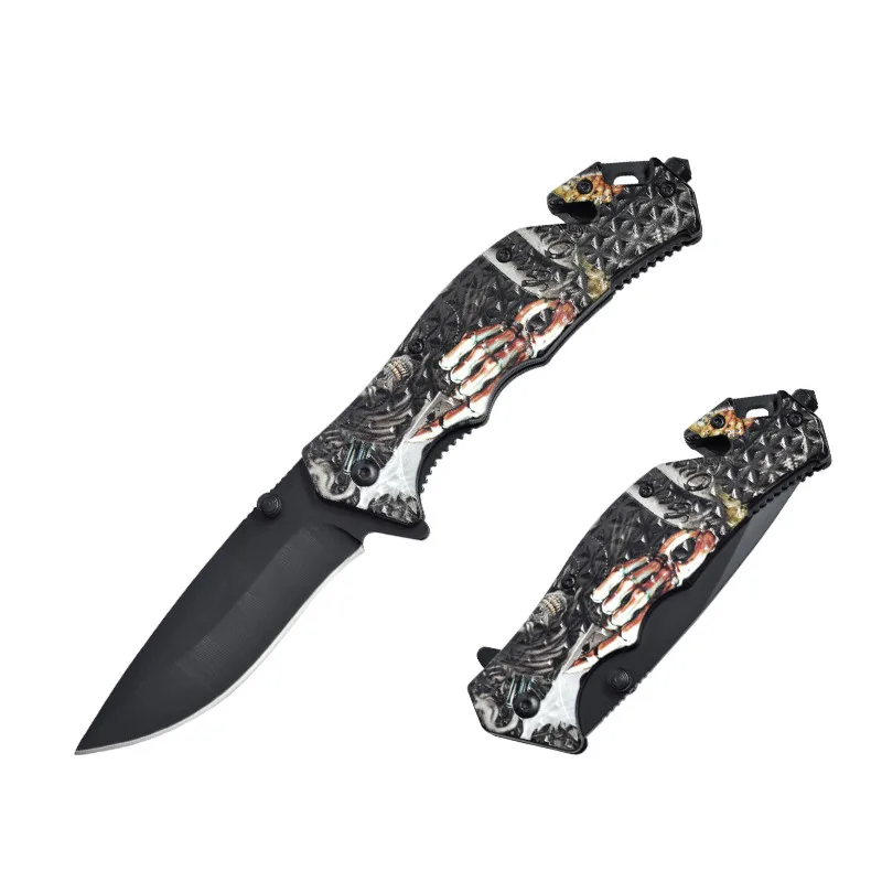 
wholesale OEM 3D Print Aluminum Handle Outdoor EDC Pocket Camping Folding survival Knife 