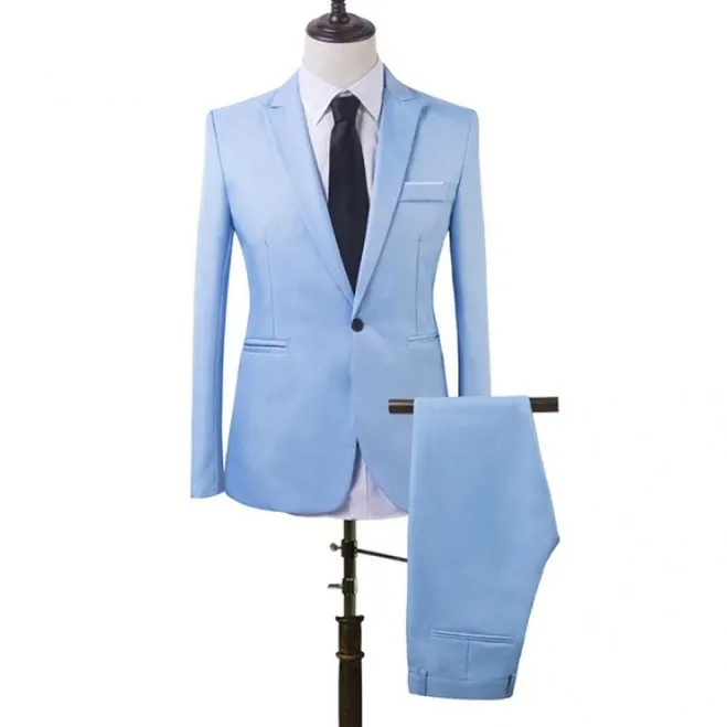 Wholesale new men two-piece business suit solid color plus size casual suit pants spot factory direct sales