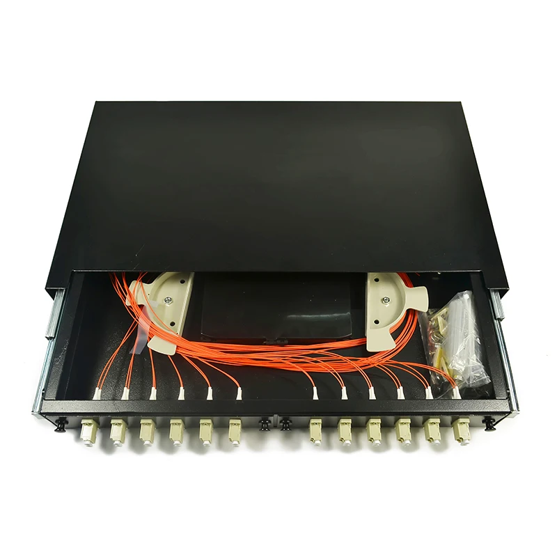 FTTH 12-24 Port ST/SC/FC/LC rack mount Splicing fiber Optic Patch Panel/Termination Box/ODF