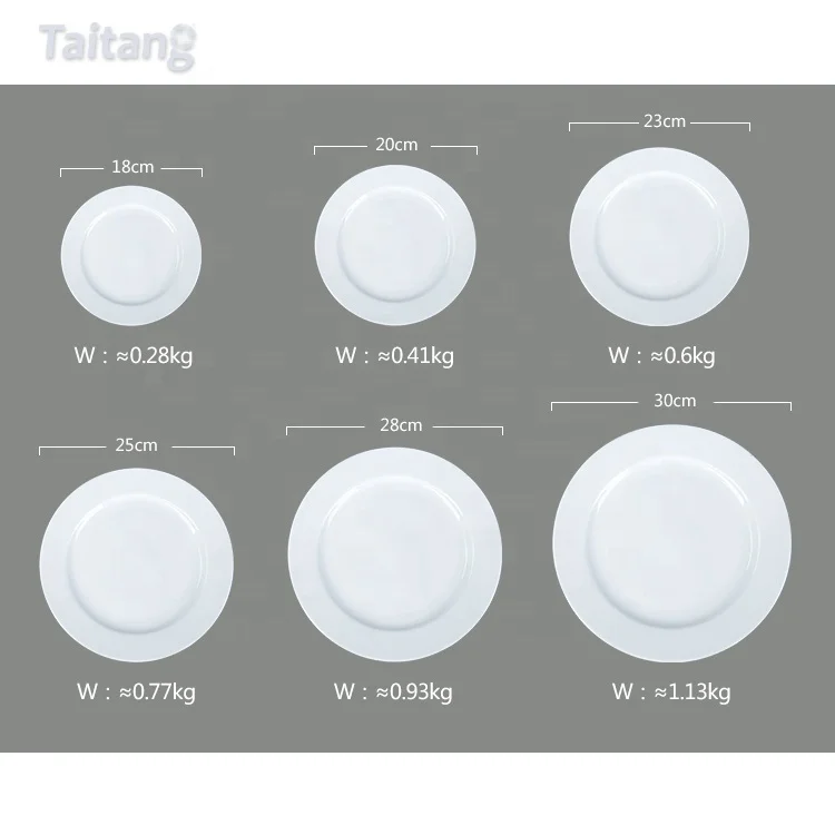 Hotel Restaurant Ceramic Dining Plate Set Porcelain White Catering Plates
