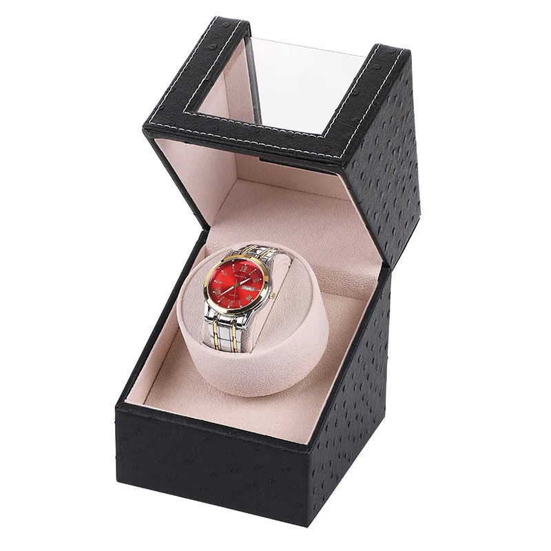 PU Leather Watch Box DC And AA Battery Power Supply Rotating Display Box Watch Winder For Automatic Watch