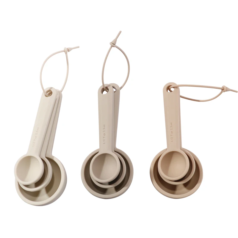 Оптовая продажа 100% пищевые силиконовые многоцветные прочные портативные японские мерные ложки