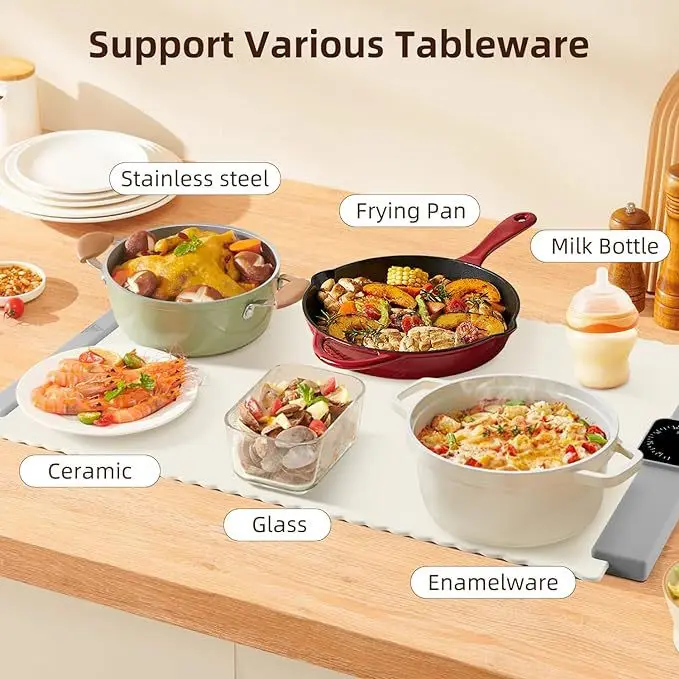 Flexible Food Warmer Hot Plate Placemat Electric Server Warming Tray with Adjustable Temperature Control Electric Heating Tray