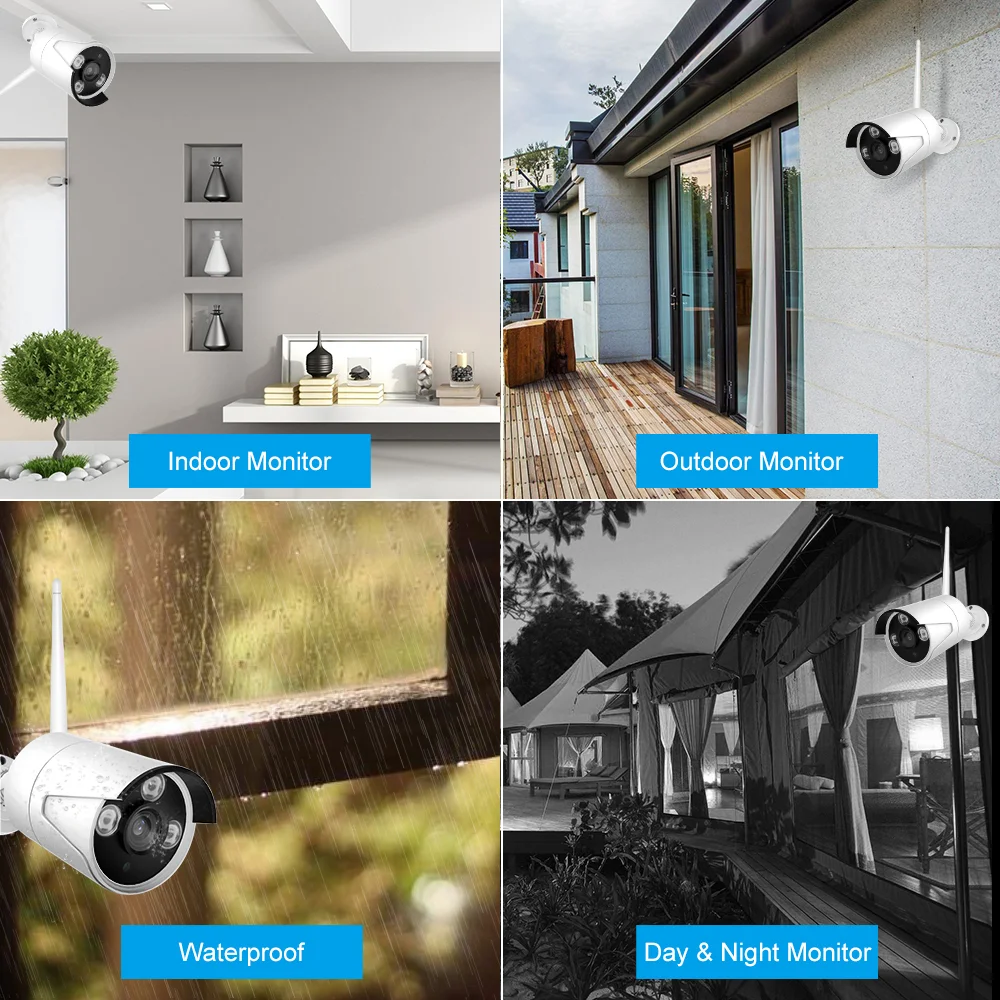 8CH CCTV System 1080P HD  Wireless NVR Kit Outdoor Night Vision Security IP Camera WIFI CCTV System Plug & Play