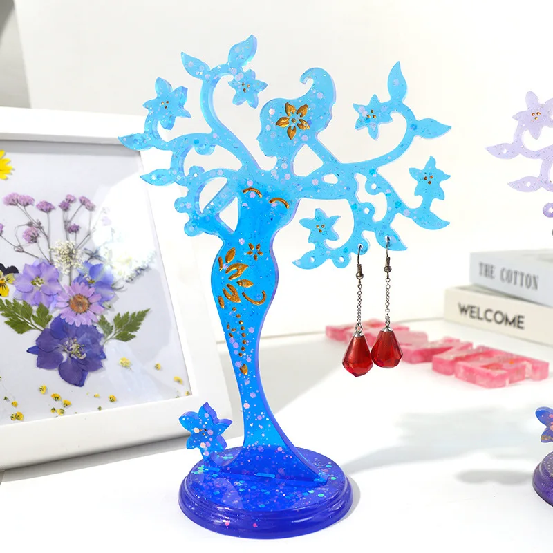 Jewelry Storage Rack, Earring Display Hanging Stand Mold, Beauty Shape DIY Craft Crystal Resin Jewelry Stand Silicone Molds