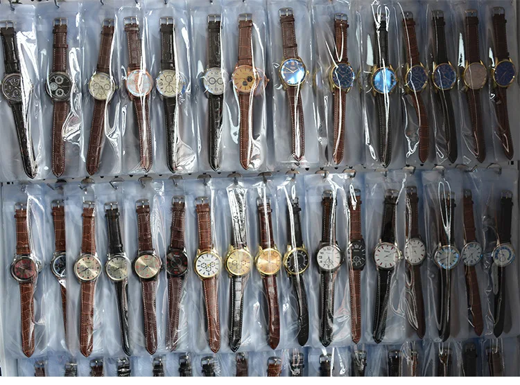PUSHI Cheap wholesale mens quartz watches leather mix watches quartz minimalist watch