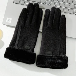 Autumn and winter warm cashmere Korean version of students outdoor cycling ladies gloves