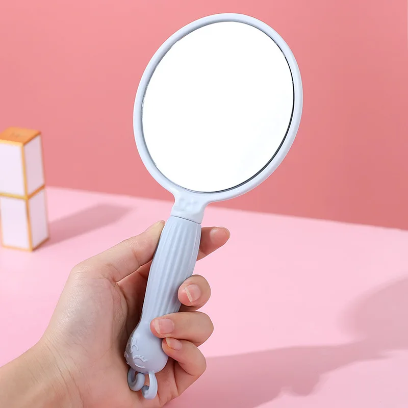 Cartoon Portable Vanity Mirror With Handle Student Make-up Outdoor Handheld HD Small Mirror Dorm Lighting Mirror