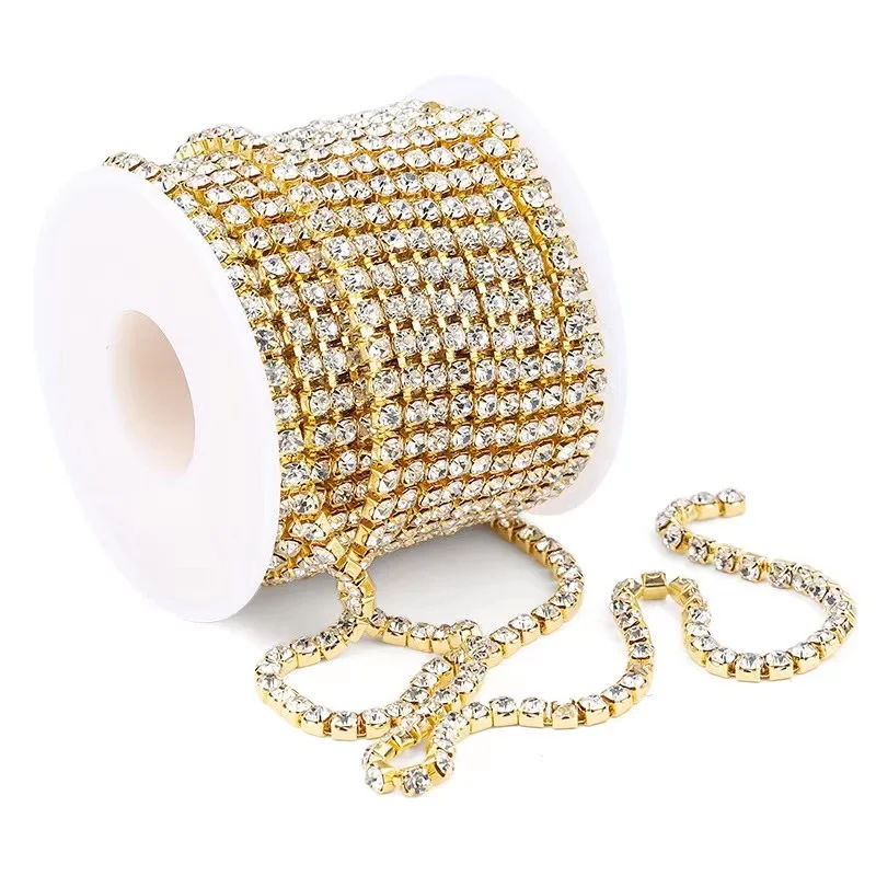 Manufacture Rhinestones Chain Sew On Trimming Rhinestone Cup Chain Strass Roll Sew On Rhinestone Close Cup Chain