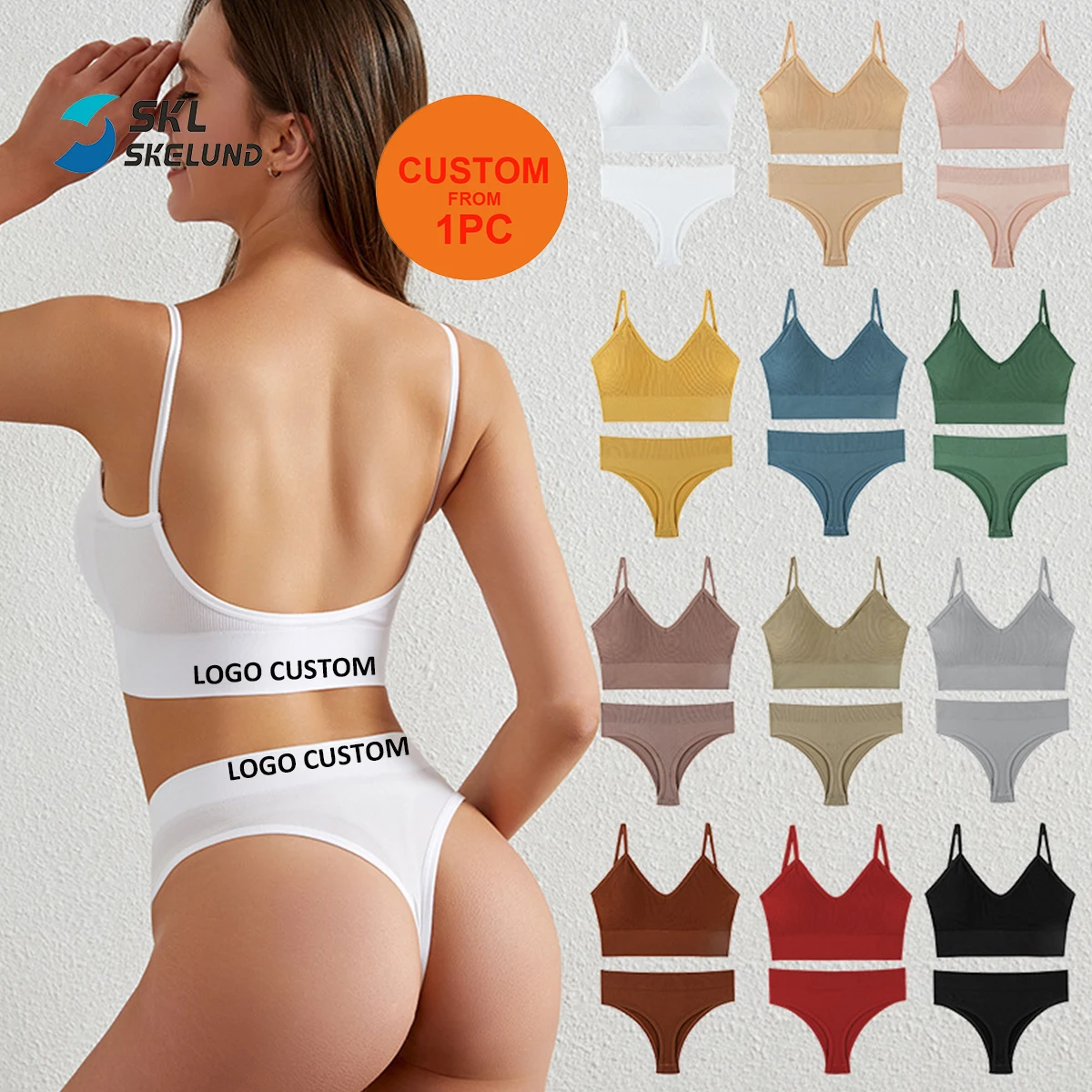 Women Halter Sports Bra Set Top Beauty Back Sports Bralette Custom Padded Halter Sports Bra Thong Panties Halter Bra Set