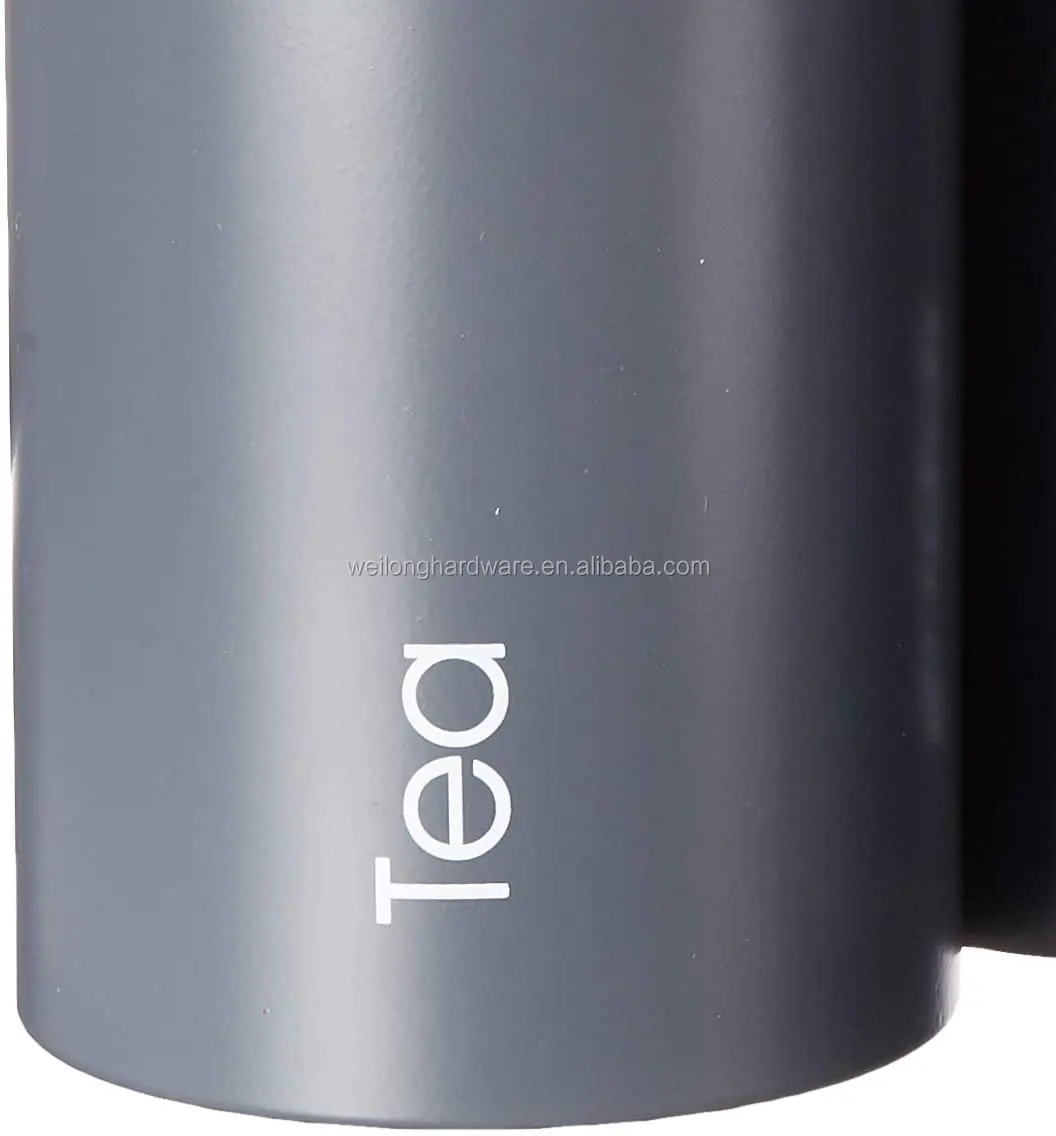 Set of 3 Metal Kitchen Storage Canisters Stainless Steel Lid Jars for Storage of Tea Coffee and Sugar