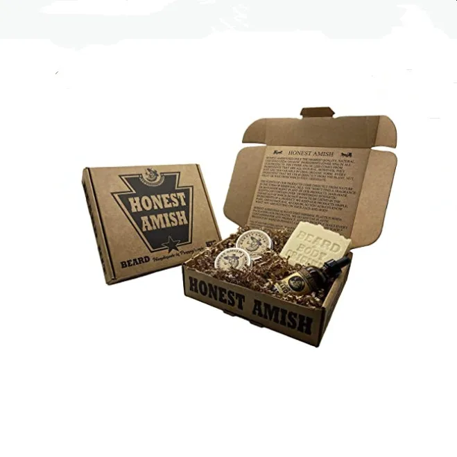 4 pieces Men beard care set Oil Serum  Balm Wax Beard Soap Beard Kit Gift Box