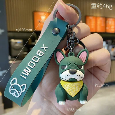 Лидер продаж милый мультяшный 3D брелок для ключей с французским бульдогом собакой из ПВХ телефона сумки