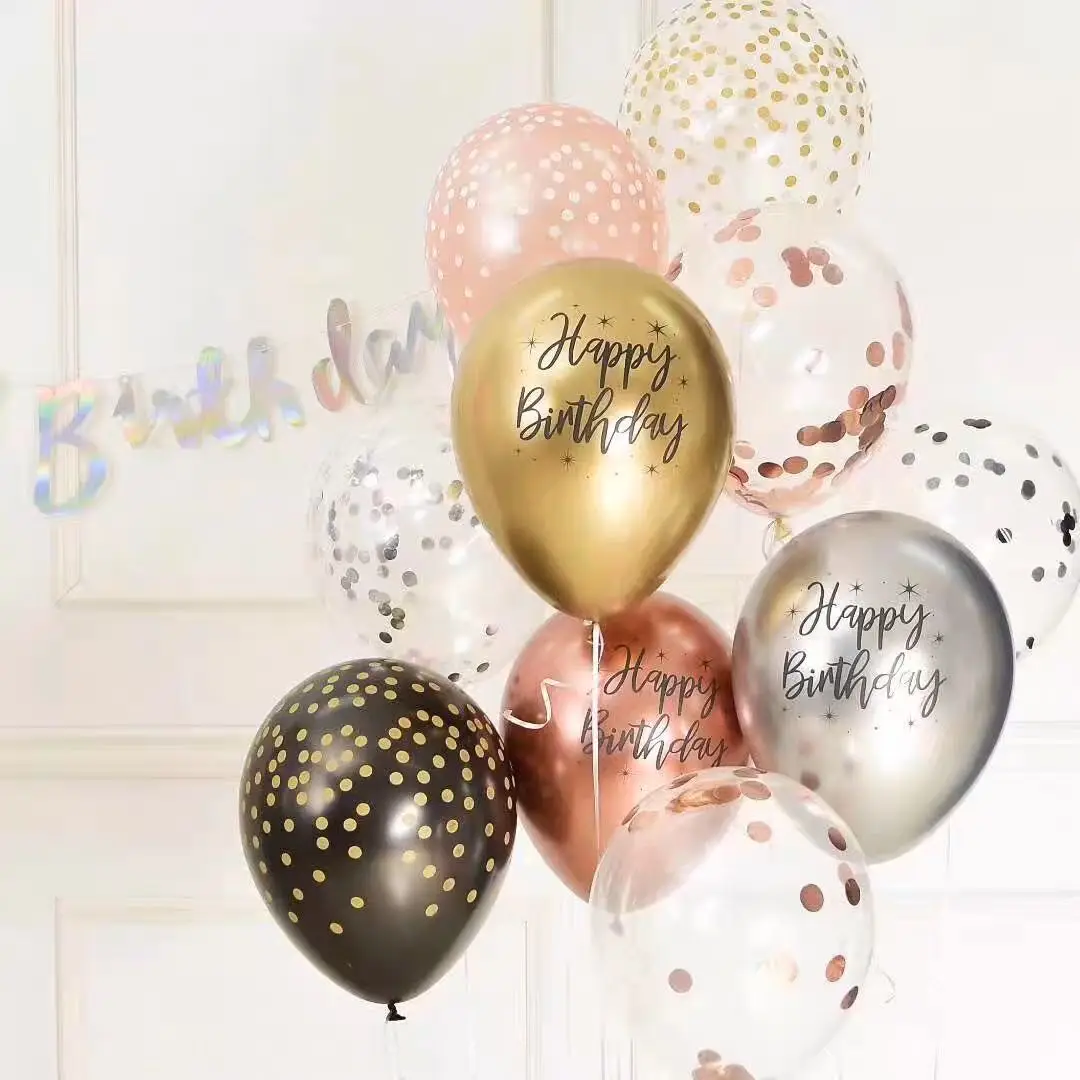 Multicolor Happy Birthday Words Printed Helium Balloons for Party Decoration Latex Free Unisex Qualatex Balloons Set Ballon #6