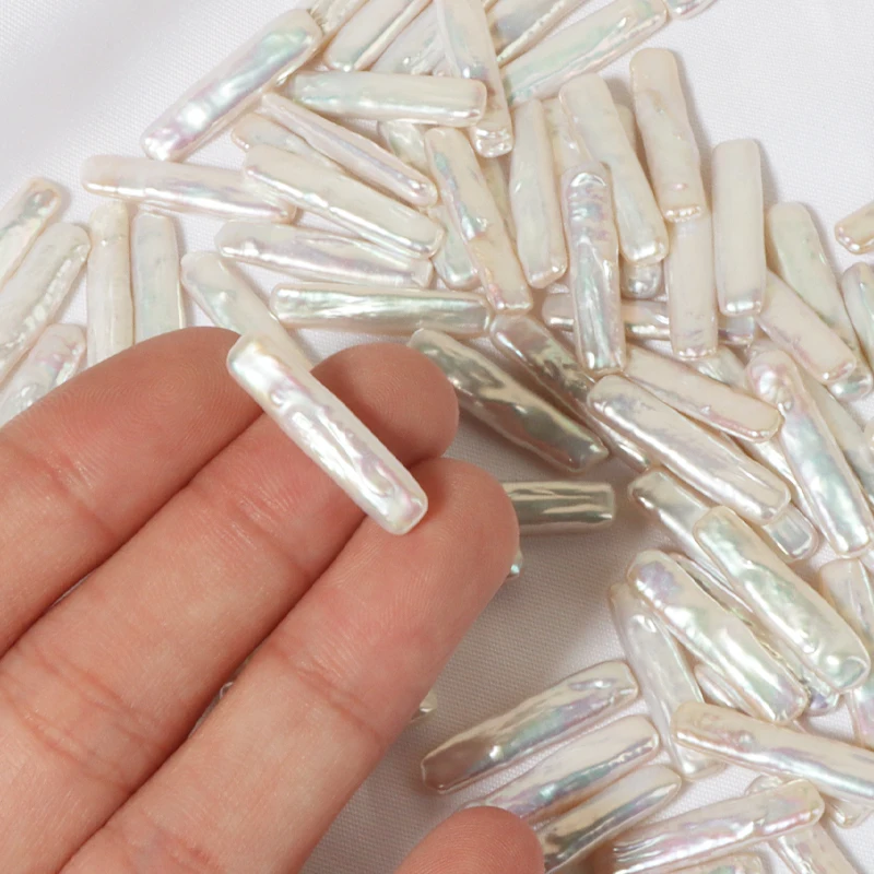 Freshwater Pearl String 24*6mm Long Stick Toothpick Irregular Loose Beads Jewelry Accessories Baroque Freshwater Natural Pearl