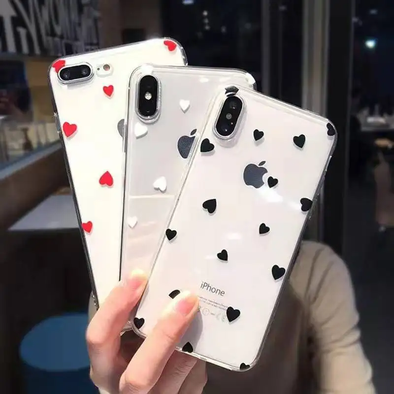 Hpt sell Cute Cartoon Love Heart Transparent Soft TPU phone case For iPhone X 11 6 6s 7 8 Plus X XR 11Pro XS Max