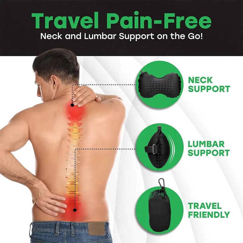 2023 Hot sales breathable lumbar cushion back waist support inflatable travel pillow