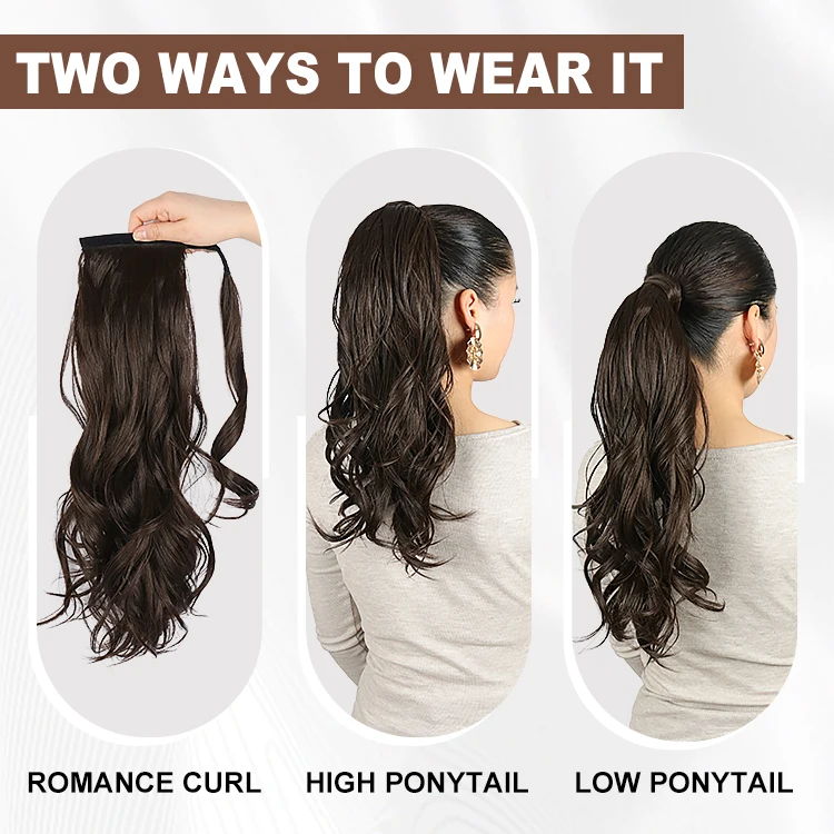 Julianna Kanekalon Wholesale Futura Fibre Heat Resistant Synthetic Hair Wrap Around Ponytail Extensions