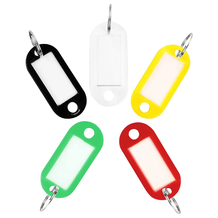 Key Tags with Split Ring Key Fobs Labels ID Keyring Tags for Luggage Pet Name Memory Stick Tags