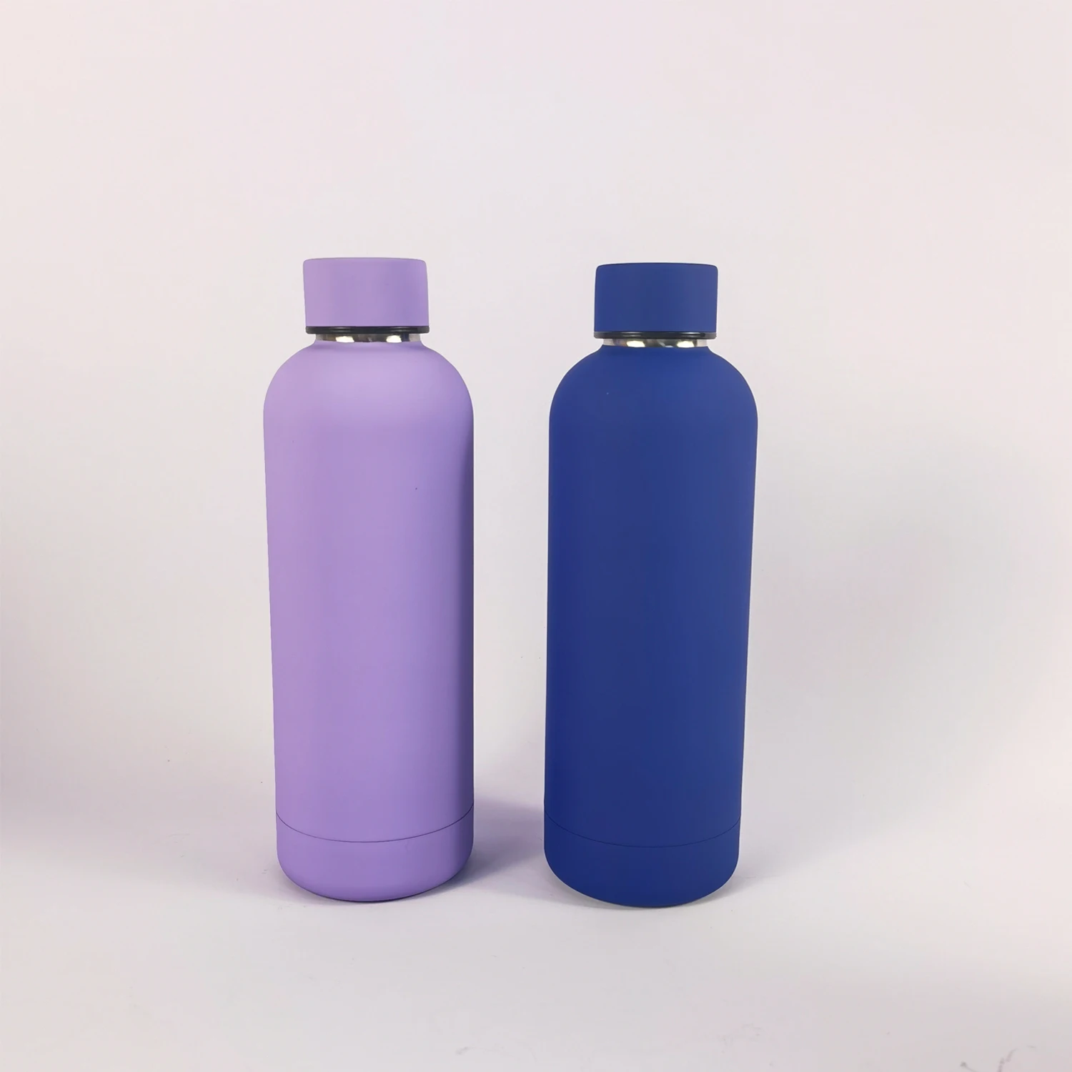 Custom insulated double wall thermos flask 500ML soft rubber paint small mouth stainless steel water bottle