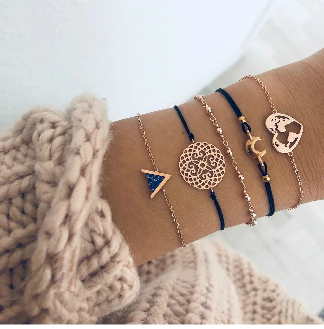 Handmade Fashion Simple Braided Natural Stone Beaded Bohemian Rope Designer Bracelets Jewelry