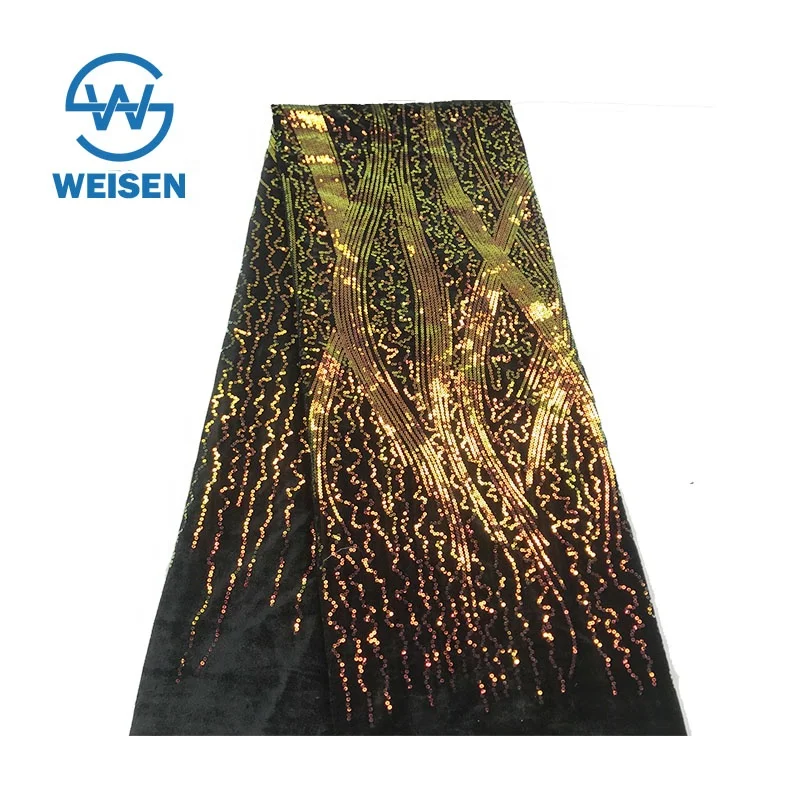 Embroidery Custom Guangzhou Dress Wholesale Cheap Velvet Sequin Lace Fabric