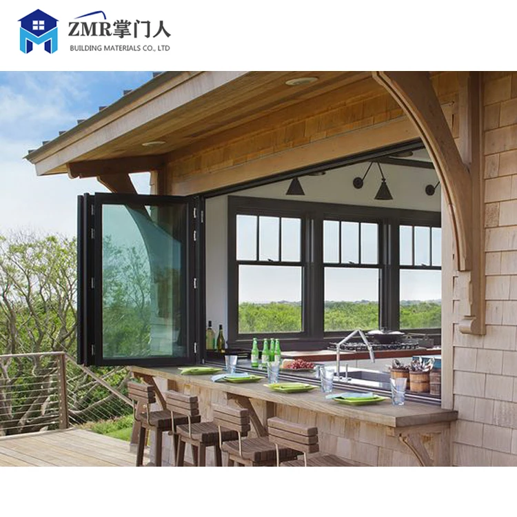 Hot sale aluminium house windows vertical accordion aluminium folding windows