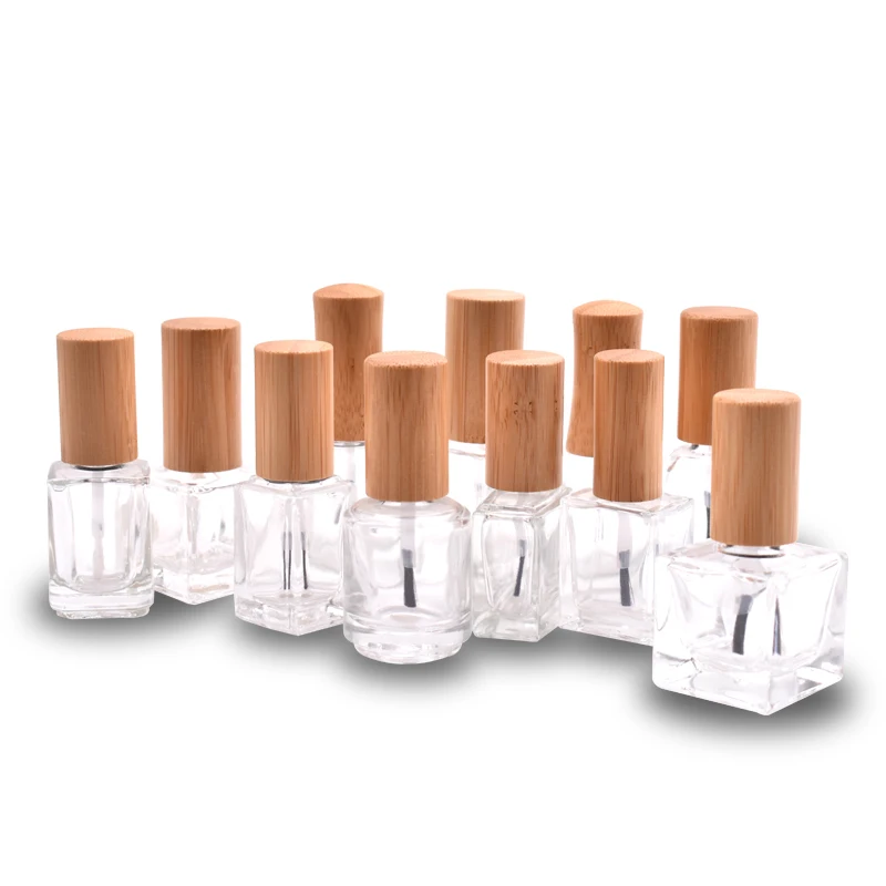 Luxury design Eco-friendly bamboo cap glass nail polish bottle supplier