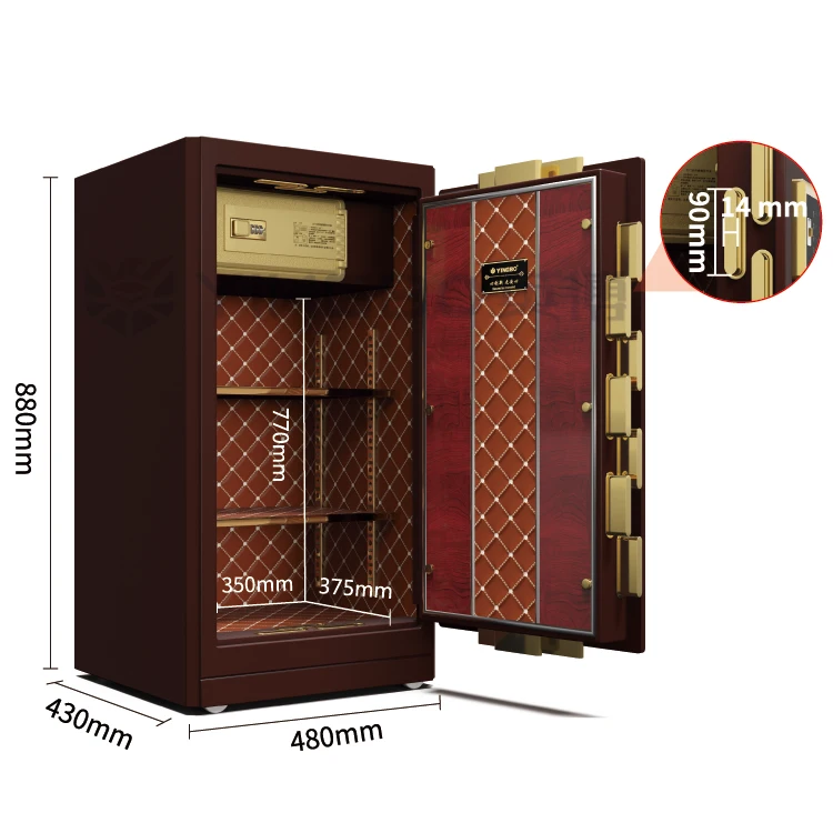 Yingbo safes fingerprint double alarm  luxury interior safe box
