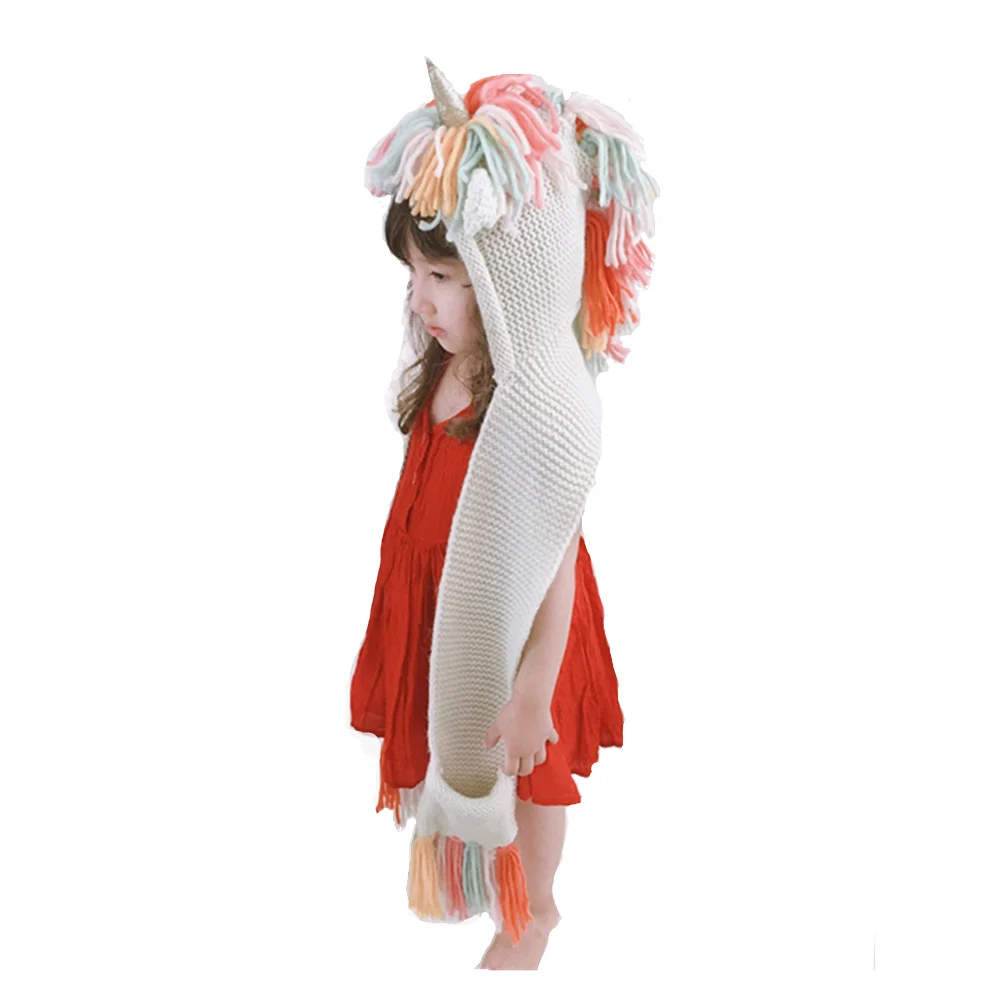 Cheap Factory Price Cotton Hat Crochet Baby Winter Hats Unicorn handmade knitted hat scarf