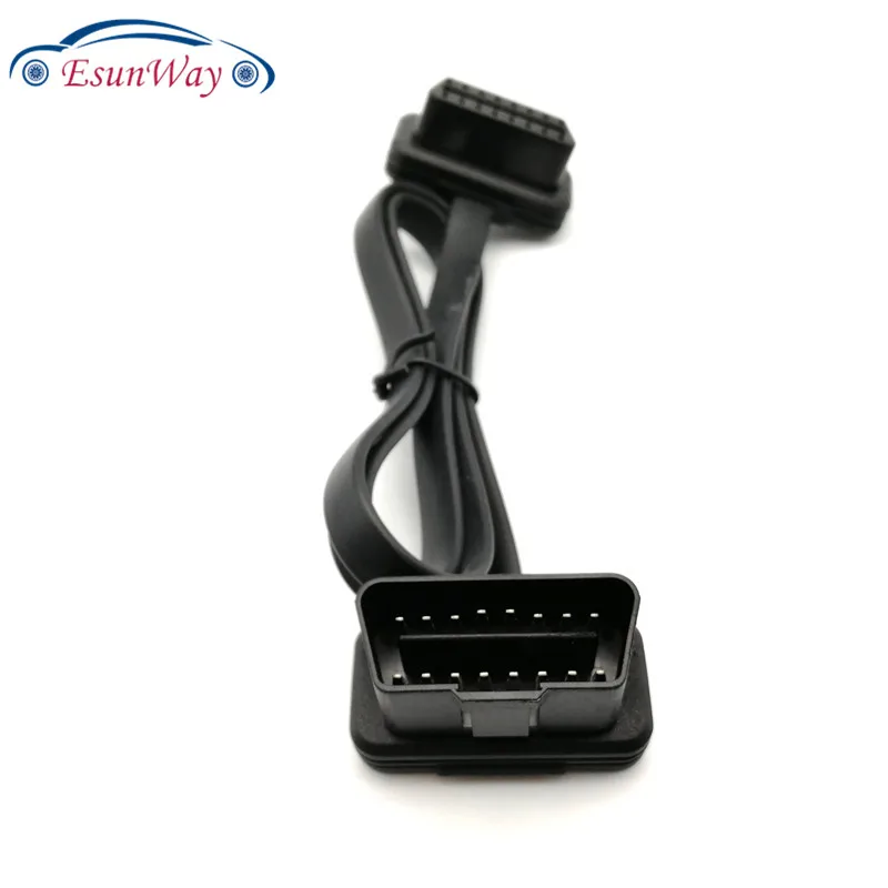 Flat Thin As Noodle OBDII OBD2 16Pin ELM327 Male To Extension cable OBD 2 Auto Car Diagnostic Cable Connector Adapter
