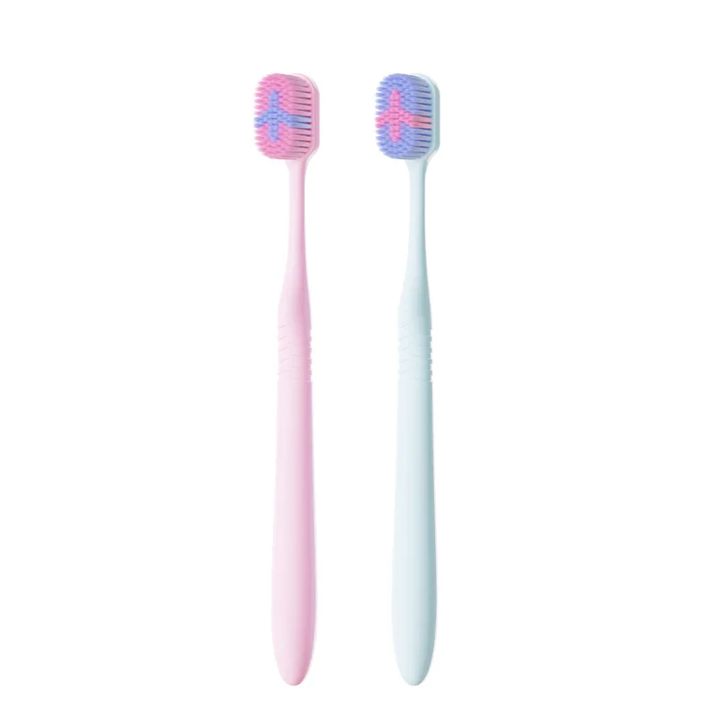 100 hole wide head toothbrush, high-density, 100 hole ultra fine soft bristles, 2 pieces