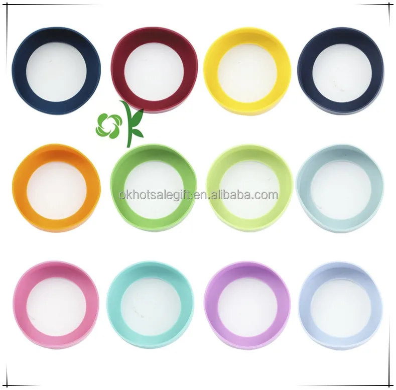 OKSILICONE Reusable Custom Logo 6cm Anti-slip Bottom Cover For Glass Water Bottle Protective Silicone Bottle Sleeve