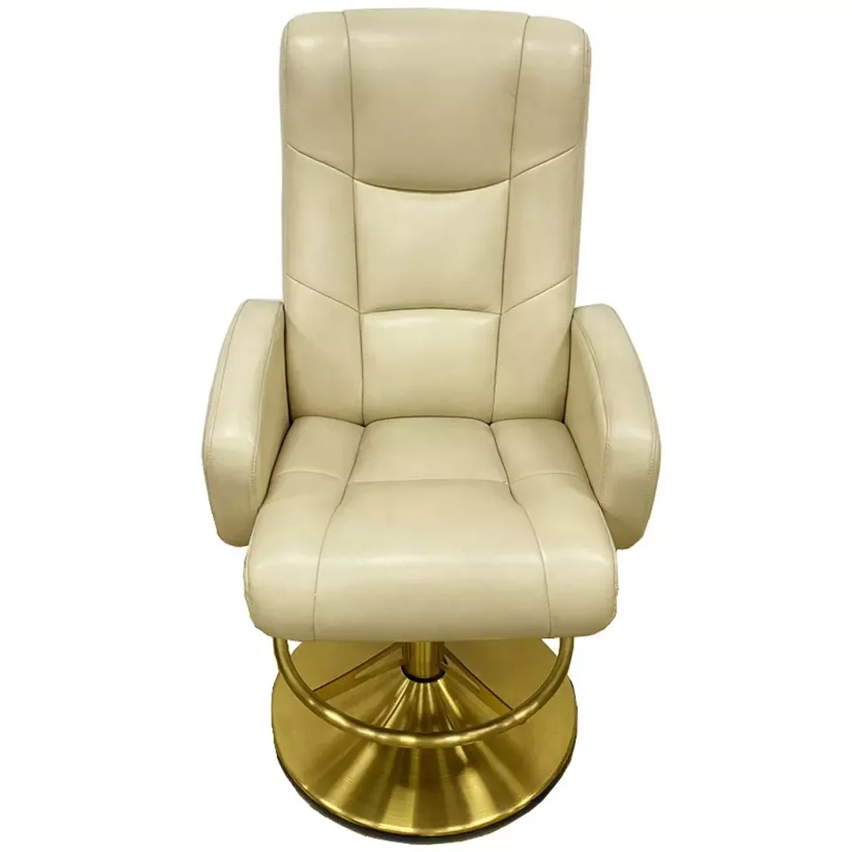 High quality offers samples hot Recliner poker casino chair Beige black leather black metal base can lie for video game room