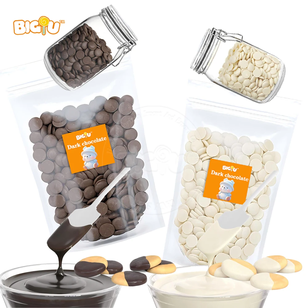 100% pure cocoa butter chocolate wholesale round small chocolate candy dark/white chocolate
