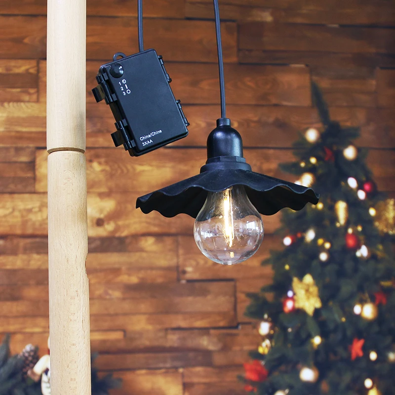 High quality 3AA battery operated E27 Vintage pendant light with bulb globe plastic single head for indoor outdoor decoration