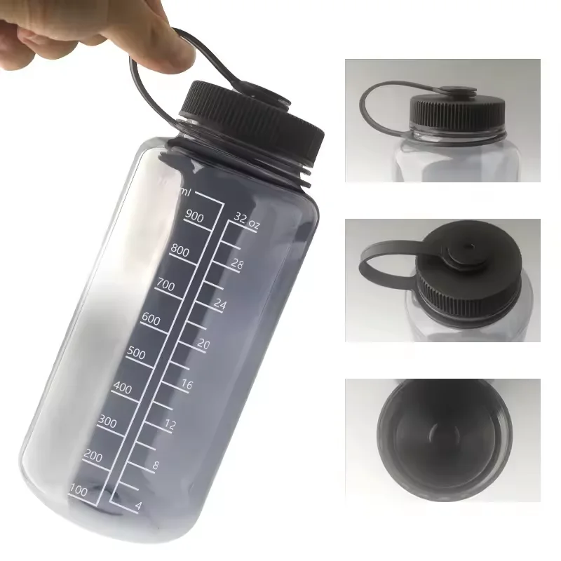 32oz 1000ml Sports Drinking Clear BPA Free Tritan Plastic Wide Mouth Water Bottle with Lid Custom Nalgene
