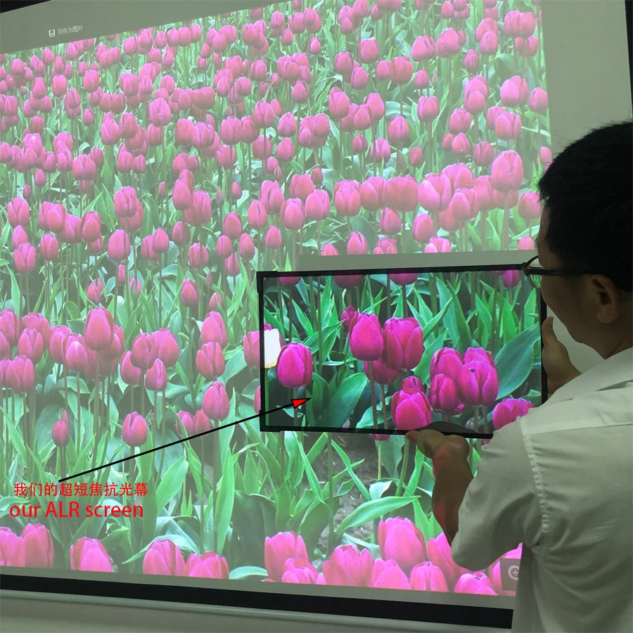 
100inch 16:9 long throw ALR home theater black diamond projector screen fixed frame projection screen 