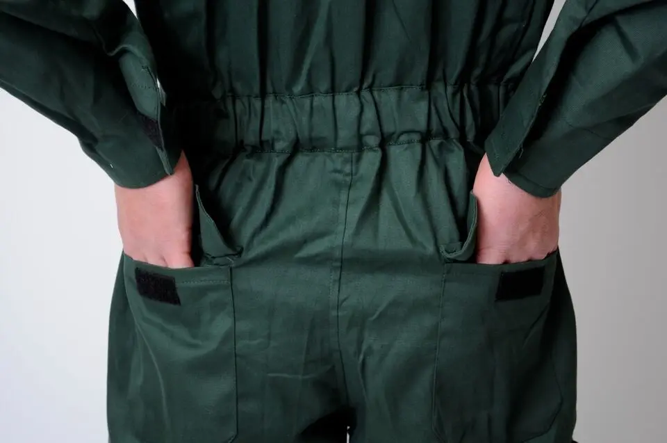 Men Reflective Zip Coverall Safety Boiler suit Farm Suit Bodysuit Loose size Romper Jumpsuit Buttons Front Costume