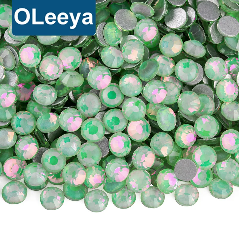 Oleeya Wholesale Rhinestones 12 Same Cut  SS6- SS30 Glass Opal series Flatback Non Hotfix Crystal For DIY Accessories Tumblers