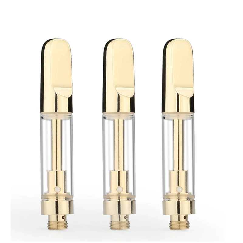 
Gold Ceramic Coil Cartridge Vaporizer Vape Pen Atomizer Glass Tank 510 Thread CBD Oil 