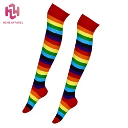 HEHE Rainbow Knee High Colorful Stockings Leggings Style Stripe Socks With Factory Price