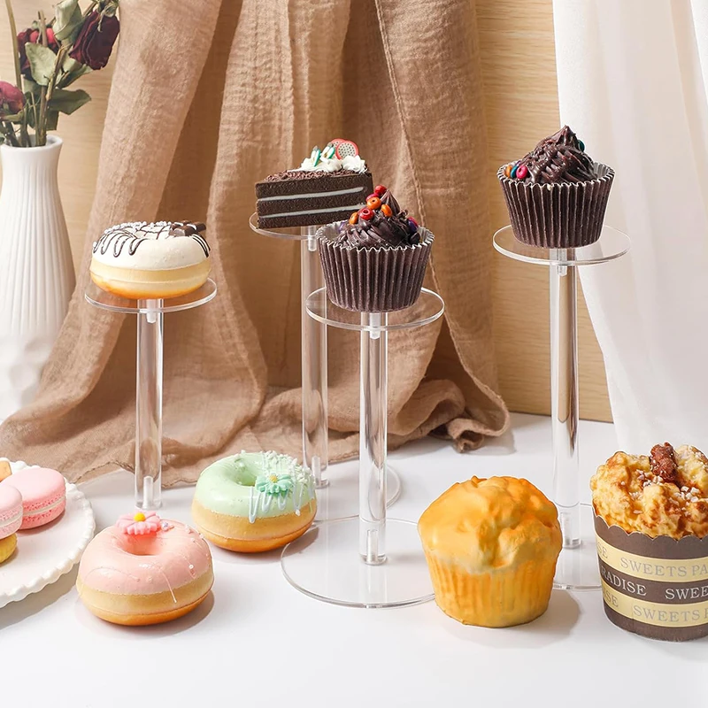 Wholesale Transparent Acrylic Round Cylinder Jewelry Cake Display Stand For Fancy Wedding Cakes Decorations