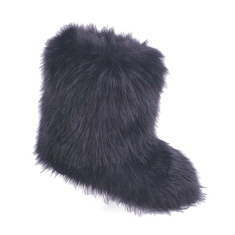 Wholesale Ladies Hot Sale Colorful High Warm Faux Fox Fur Boot Shoes Women Winter Snow Slipper Boots