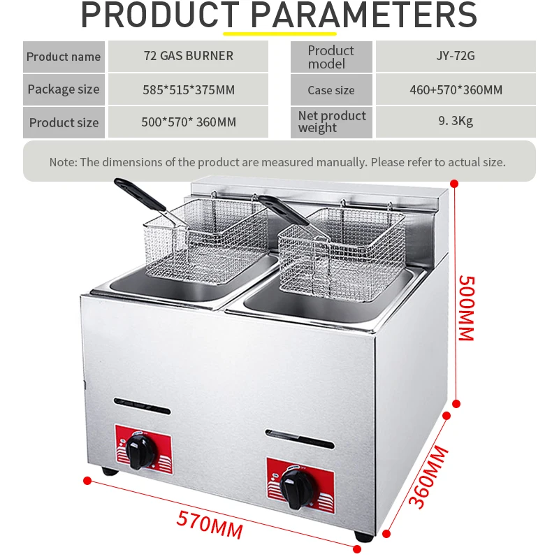 Commercial Double-Tank Electric Deep Oil Fryer Stainless steel chicken fryer
