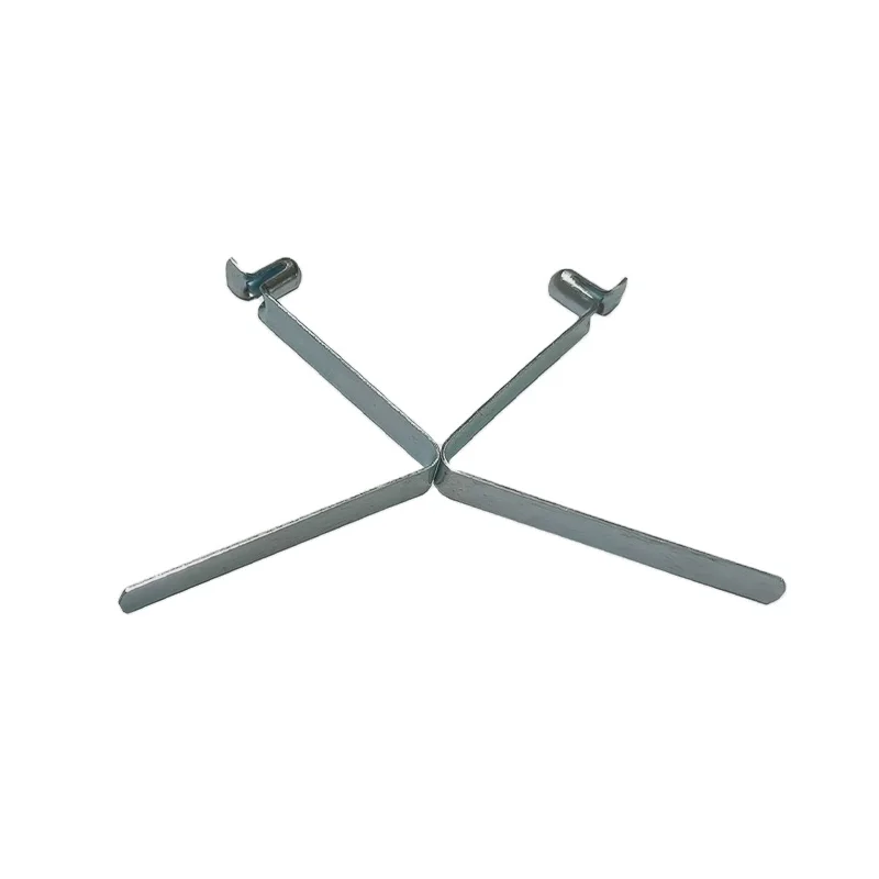 Custom Metal Lock Double Button Spring Clip Flat V Shape Spring Clips For Extension Tube