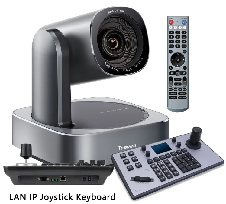 Tenveo video conference system VL12U+KB200 ptz optics 12x camera 8.29MP HDMI, USB3.0 C, RJ45 and 4D joystick controller for live