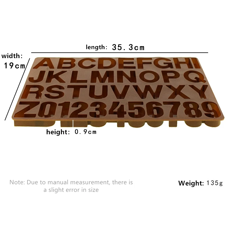 Large 26 letters 0-9 numbers silicone cake mold decoration chocolate ice tray jelly pudding baking utensils