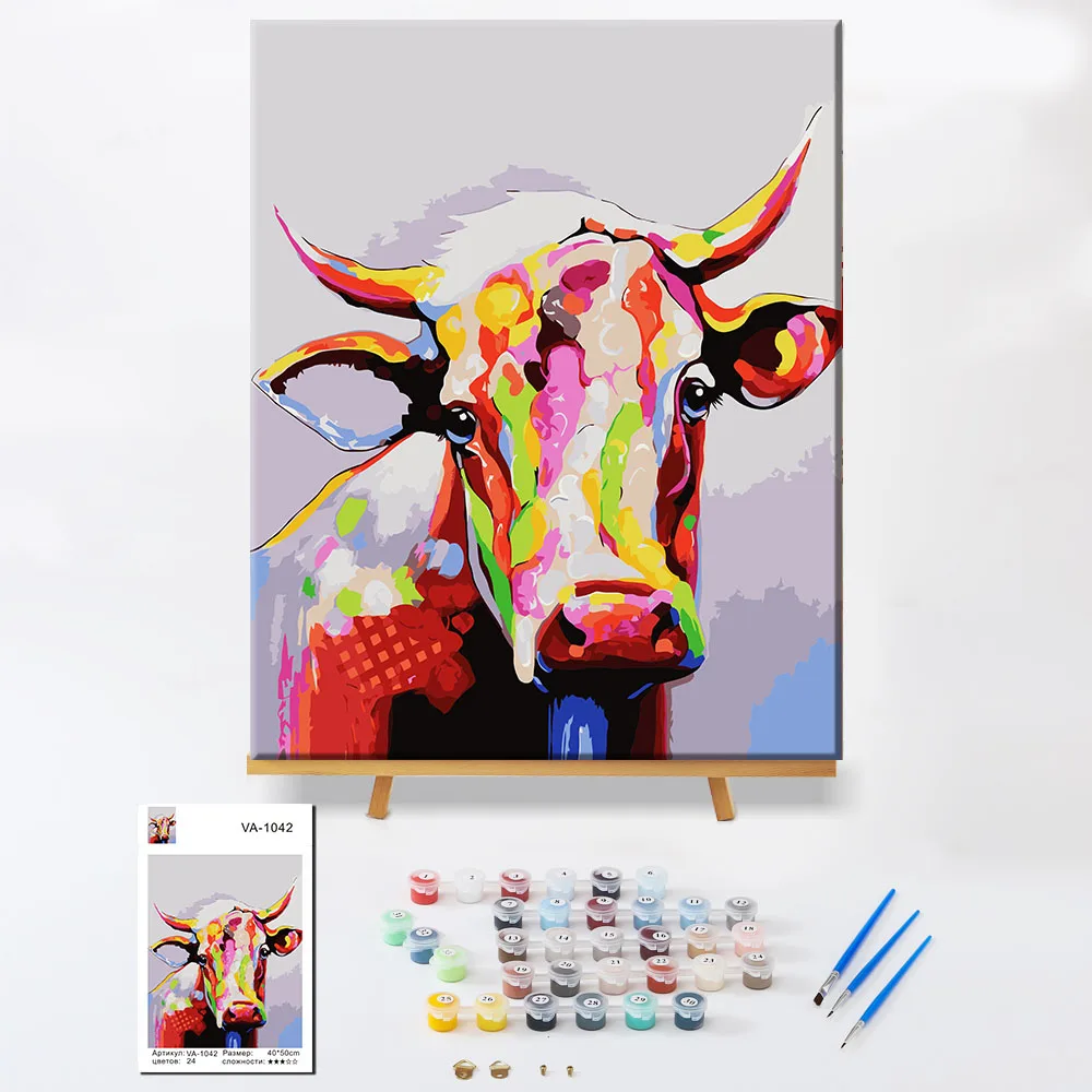 Animal wall art decoration Nordic cow oil painting canvas cow print seven kinds of murals